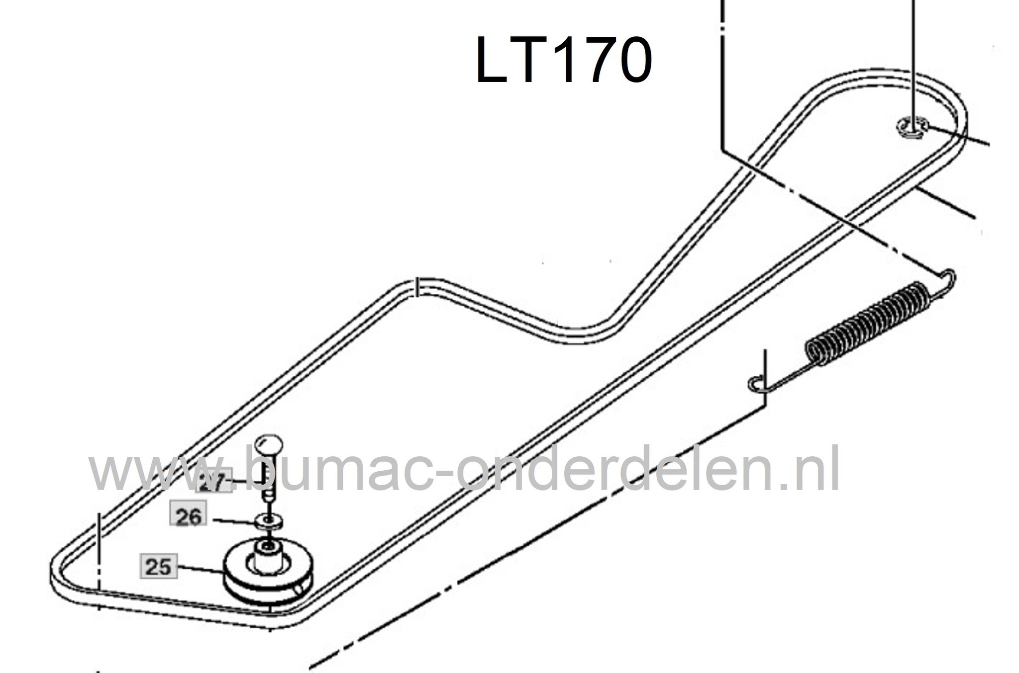 V snaar voor rijaandrijving - hydrostaat JohnDeere, Sabo Zitmaaiers, aandrijfriem voor John deere  LT150, LT160, LT170, LT180, LT190, X300, X304, X310, X320, X324, X340, X360 tuintrekkers wiel aandrijving LT 150, LT 160, LT 170, LT 180, LT 190, X 300, X 3