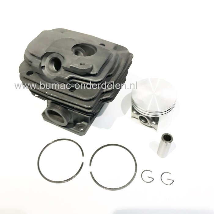 Cilinderset Ø 52 mm voor STIHL Benzinekettingzaag, Betonzaag MS461 en GS461, Stihl Cilinder Compleet met Zuiger, Zuigerveren, Pistonpen en Borgclips voor Kettingzagen, Motorzagen, Complete Cylinderkit 52 mm voor Stihl MS 461, GS 461 Motorzaag, onderdeel