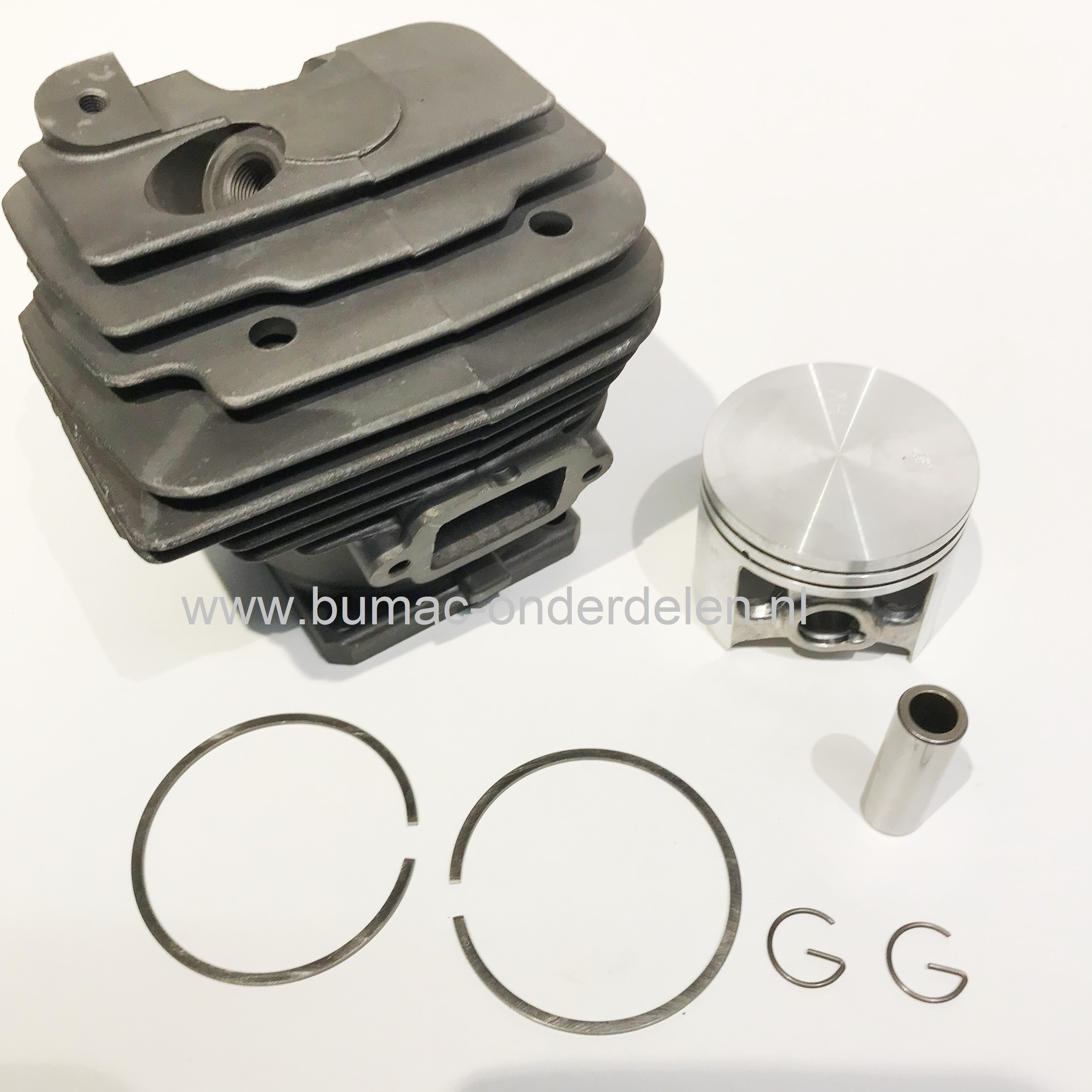 Cilinderset Ø 52 mm voor STIHL Benzinekettingzaag, Betonzaag MS461 en GS461, Stihl Cilinder Compleet met Zuiger, Zuigerveren, Pistonpen en Borgclips voor Kettingzagen, Motorzagen, Complete Cylinderkit 52 mm voor Stihl MS 461, GS 461 Motorzaag, onderdeel