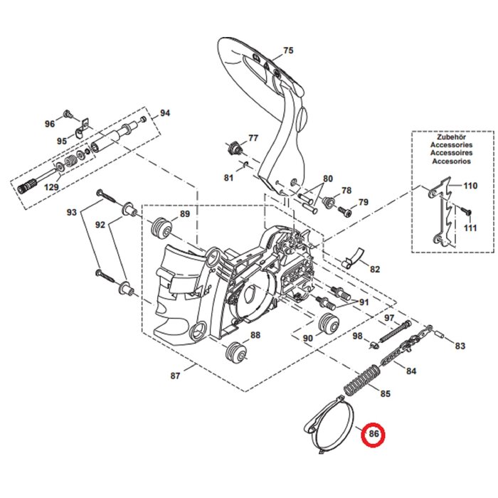 Remband voor Dolmar en Makita Kettingzaag, Remveer voor Dolmar PS33, PS34, PS36, PS39, PS41, PS45, PS330, PS340, PS341, PS342, PS344, PS400, PS401, PS410, PS411, PS2, PS3, PS4, Makita DCS33, DCS34, DCS330, DCS340, DCS341, DCS342, DCS344, DCS400, DCS401, D