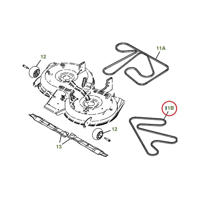 Zeskantsnaar BB116,5 voor aandrijving maai messen van John Deere Zitmaaier X300, X304 met 48 Inch Mulch Maaidek en Zero turn maaier F620, F680, F687 met 48 Inch maaidek onderdeel frontmaaier, zitmaaier