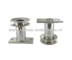 Meshouder met v snaarpoelie voor MTD, Wolf, CubCadet, Black-line, grasmaaier, gazonmaaier, loopmaaier, duwmaaier, onderdeel, A4600AHWS, AT5300AHW, Expert 460AE, Omega253BV, Smart53SPO, Optima46SPOE, BE53HWBIS, SMart53SPOHW, SP53HWK, BL46160H, XM1DR46