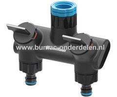 Dubbele kraanaansluiting voor 1/2, 3/4 of 1 Inch aansluiting, 2-weg waterverdeler, dubbele kraanstuk voor klik koppeling op waterslang, tuinslang, ook passend voor Gardena aansluiting, onderdeel