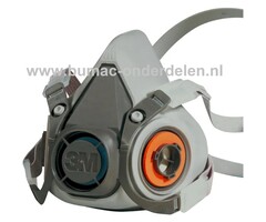 Ademhalingsmasker, 3M klassiek, serie 6000 met Bajonet systeem voor 2 filters, halfgelaatsmasker,  ademhalingsbeschermingsapparatuur, maat L, onderdeel, beschermt tegen schadelijke stoffen in de lucht