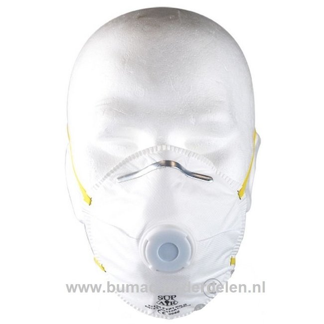 Stofmasker met uitademventiel tegen stofdeeltjes, dampen en niet giftige vloeistoffen, mondmasker, ademhalingsmasker, halfgelaatsmasker, onderdeel, stof masker