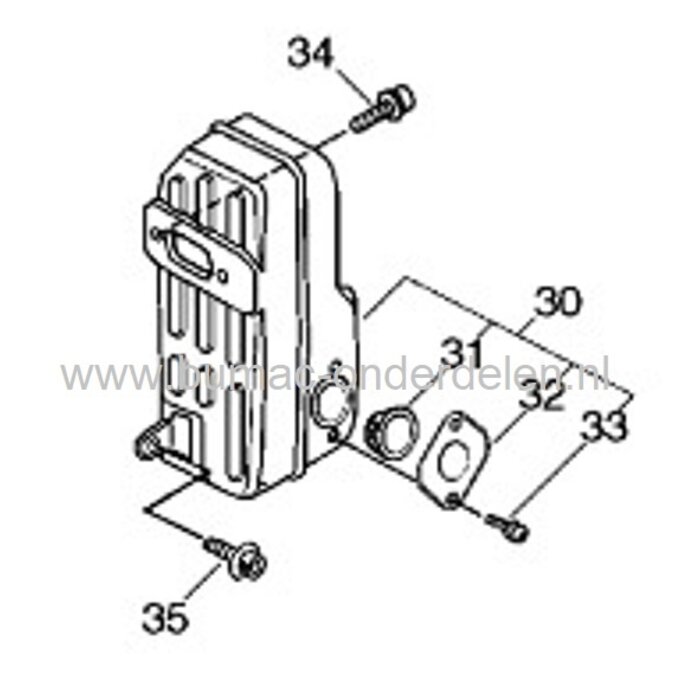 Uitlaat voor Echo - Shindaiwa PB650 Bladblazer, Geluiddemper compleet met vonkenvanger voor Echo PB 650 blad blazer, onderdeel