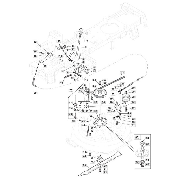 V snaar maaimes aandrijving voor Stiga - Castelgarden - Mountfield - Alpina Zitmaaiers met een maaidek van 66 Cm, Aandrijfsnaar maaimes - maaidek R27 M H, Racer HB HG MG, Rider MM27H, R66, VL26BLH, XE866B, XE966HD, XE966HDB