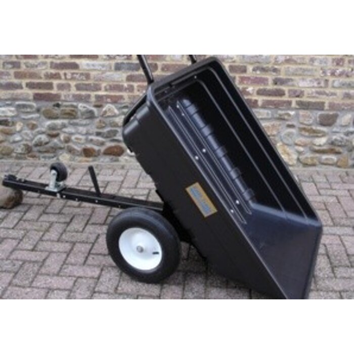 Aanhanger achter Zitmaaier - Frontmaaier - Quad of als Handige Handkar, Degelijke Kunstof Aanhanger voor Zitmaaier, Frontmaaier, Quad Kiep Aanhanger past door een Deur van 80 Cm