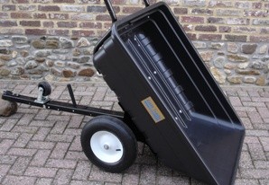 Aanhanger achter Zitmaaier - Frontmaaier - Quad of als Handige Handkar, Degelijke Kunstof Aanhanger voor Zitmaaier, Frontmaaier, Quad Kiep Aanhanger past door een Deur van 80 Cm