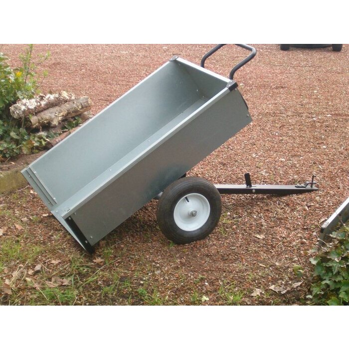 Degelijke Stalen verzinkte aanhanger met Kiepbak achter Zitmaaier- Frontmaaier of Quad.