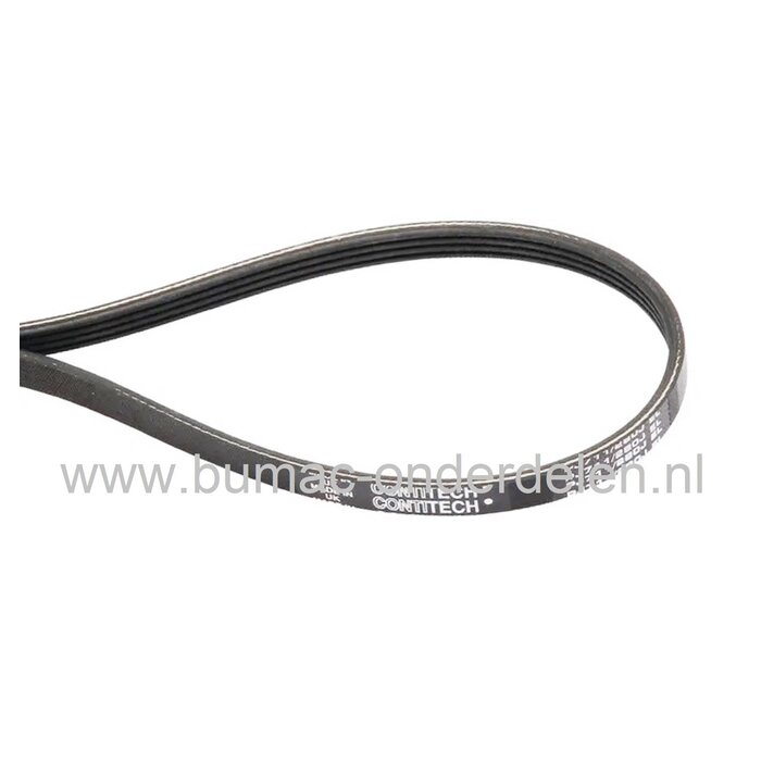 Ribriem voor Sabo 38BV, 38EV verticuteermachine, Rib riem met 4 ribben voor aandrijving van de verticuteermessen,  onderdeel, v snaar aandrijving messen, 38 BV, 38 EV