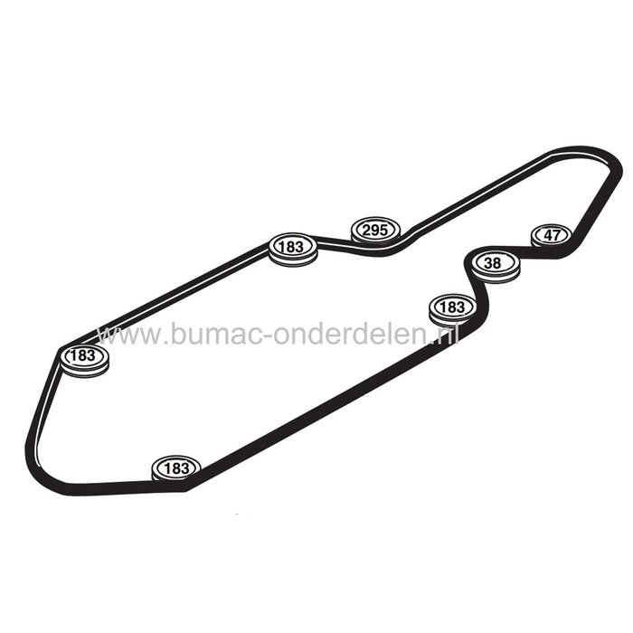 V snaar Rijaandrijving  voor Husqvarna, Jonsered, Partner, Mc Culloch Zitmaaiers Aandrijfriem voor o.a. CT130,  CT131, CT135, CT141, CT150, CT151, CT160, ICT13, ICT14, ICT15, LT2113CM, LT2114CM, LT2115CM, LT2216CM, Mc Culloch M12592RB, M12597RB, M12T92RB,