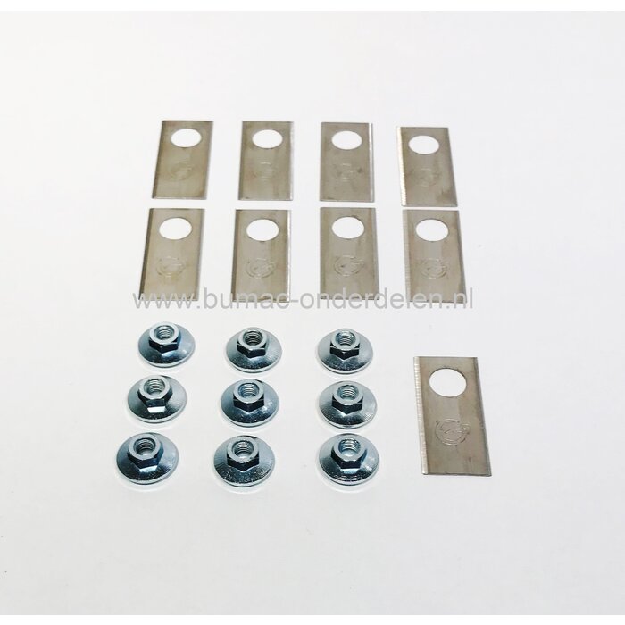 Messenset 9 Stuks voor Robotmaaier van Honda, Maaimessen met Moeren voor onder andere Honda MIIMO 300, MIIMO 310, MIIMO 500, MIIMO 520, HRM300, HRM500 Maairobot, Automatische Grasmaaier onderdeel