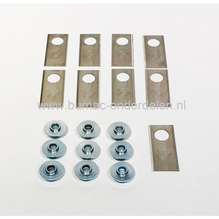 Messenset 9 Stuks voor Robotmaaier van Honda, Maaimessen met Moeren voor onder andere Honda MIIMO 300, MIIMO 310, MIIMO 500, MIIMO 520, HRM300, HRM500 Maairobot, Automatische Grasmaaier onderdeel