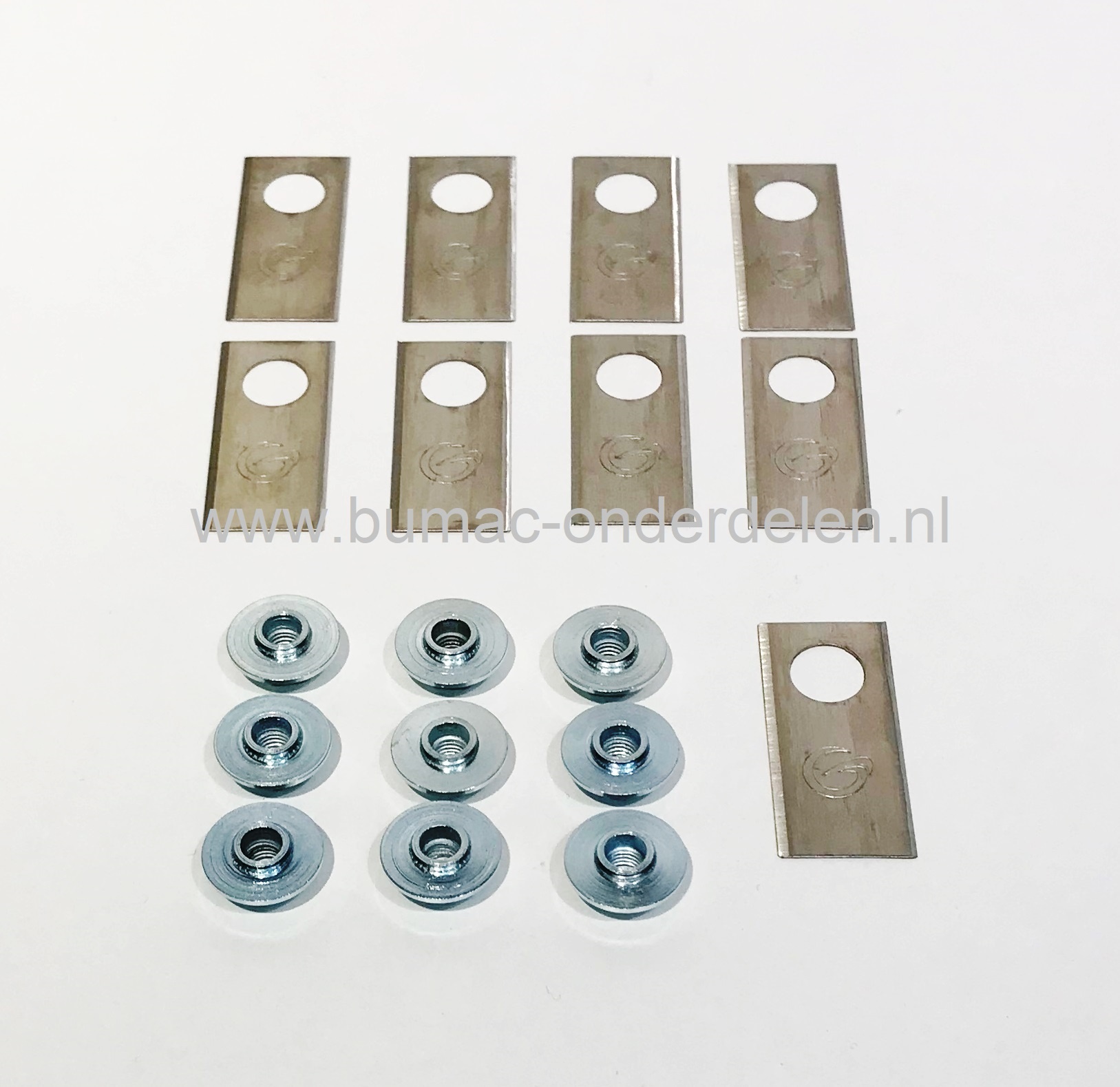 Messenset 9 Stuks voor Robotmaaier van Honda, Maaimessen met Moeren voor onder andere Honda MIIMO 300, MIIMO 310, MIIMO 500, MIIMO 520, HRM300, HRM500 Maairobot, Automatische Grasmaaier onderdeel