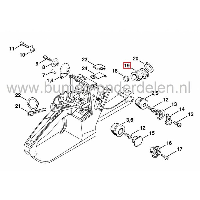 Inlaatspruitstuk voor Stihl 024 - 026 - MS240 en MS260 Kettingzaag - Motorzaag, Inlaat Spruitstuk Stihl onderdeel