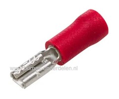 Vlakstekkerhuls rood met Vrouwelijke aansluiting Breedte 2,8 x 0,6 mm voor het verbinden van Elektrische draden, Startrelais, Condensator, Contactslot, Schakelaars op Grasmaaiers, Tuintrekkers, Zitmaaiers, Frontmaaiers, Minikraan, Aggregaat, Waterpomp, Aa
