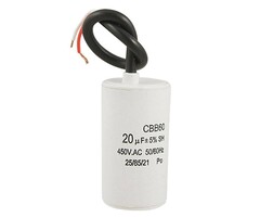 Condensator 20 µF met kabel Elektro Motor, Elektrische Grasmaaier, Grasmachine, Hakselaar, Hogedrukreiniger Gazonmaaier van Bosch, Black en Decker, Wolf, Greenway, MTD, Husqvarna, Flymo, Gardena, Brill, Jonsered, Viking, Sabo, Partner, Mcculloch 20 µF