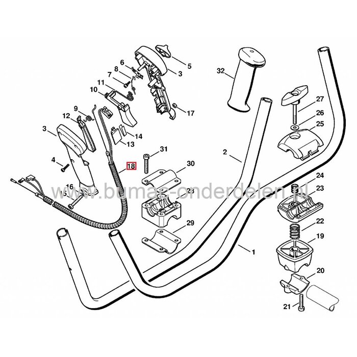 Gaskabel voor Stihl FS90 - FS100 - KM100 - KM110 Bosmaaier - Multitool - Strimmer - Bermmaaier, onderdeel