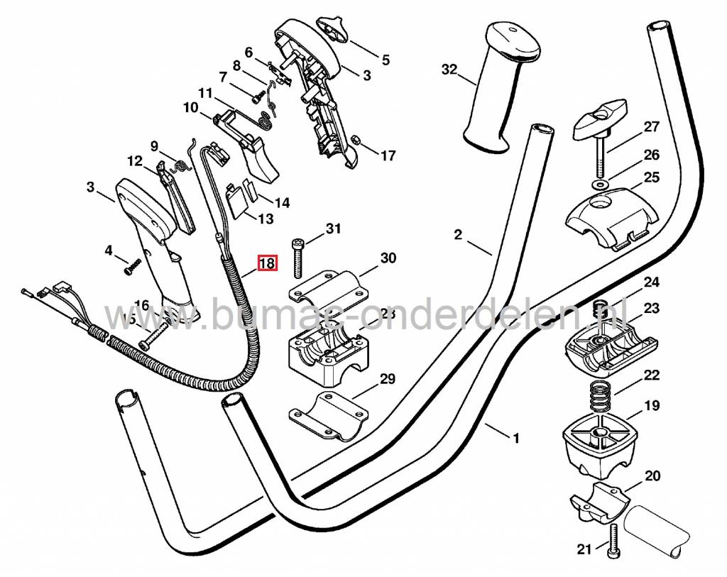 Gaskabel voor Stihl FS90 - FS100 - KM100 - KM110 Bosmaaier - Multitool - Strimmer - Bermmaaier, onderdeel