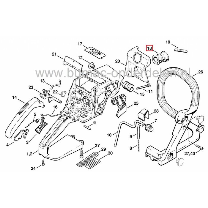 Inlaat Spruitstuk voor STIHL Kettingzaag 021 - 023 - 025 - MS210 - MS230 - MS250, Aansluiting Carburateur Stihl Kettingzaag - Motorzaag