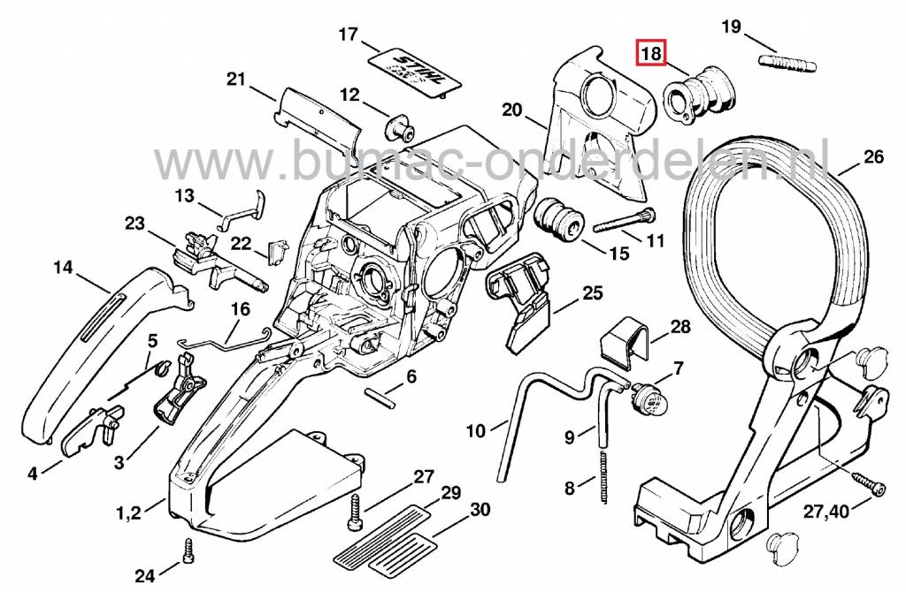 Inlaat Spruitstuk voor STIHL Kettingzaag 021 - 023 - 025 - MS210 - MS230 - MS250, Aansluiting Carburateur Stihl Kettingzaag - Motorzaag