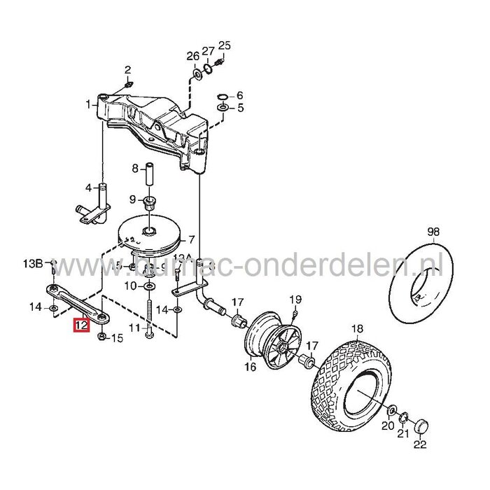 Stuurstang STIGA voor oa Villa II - Villa Prestige - Villa Elegance - Comfort Line, Ready HST Stiga - Castelgarden - Alpina - Mountfield Frontmaaier Stuurdelen