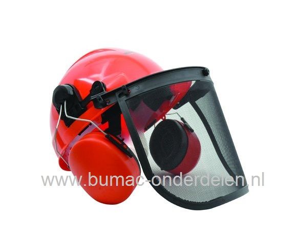Bosbouwhelm bestaande uit Helm, Gehoorbeschermer en Vizier, Biedt bescherming aan Hoofd, Gezicht en Oren, Ideaal bij het Zagen en Snoeien van Bomen