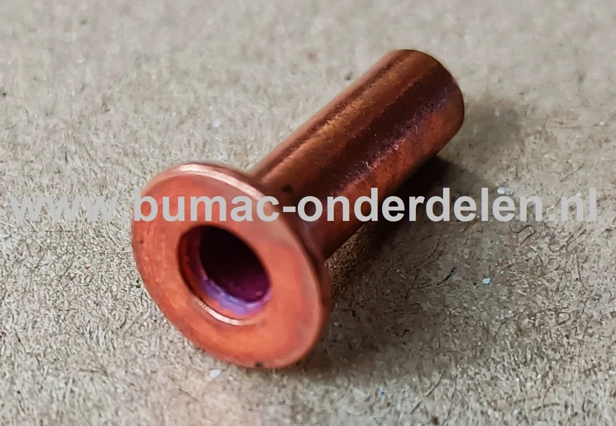 Klinknagel Koper 6x25 mm Koperen bevestigingsmiddel die  bestaat uit een metalen pen die voorzien is van een verdikt uiteinde De meest toegepaste klinknagels hebben een ronde bolle of een verzonken zetkop deze dienen om onderdelen zoals Platen, Profielen,