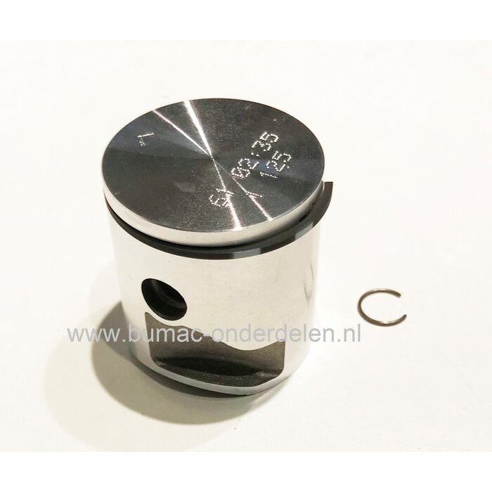 Zuiger set  Ø 34 mm voor Stihl FS38, FS40, FS50, FS55, FS56, HT56, KM56 Bosmaaier, Stokzaag, Multitool, onderdeel, Bermmaaiers, FS 38, FS 40, FS 50, FS 55, FS 56, HT 56, KM 56, Zuiger met zuigerveer, pistonpen en borgveer