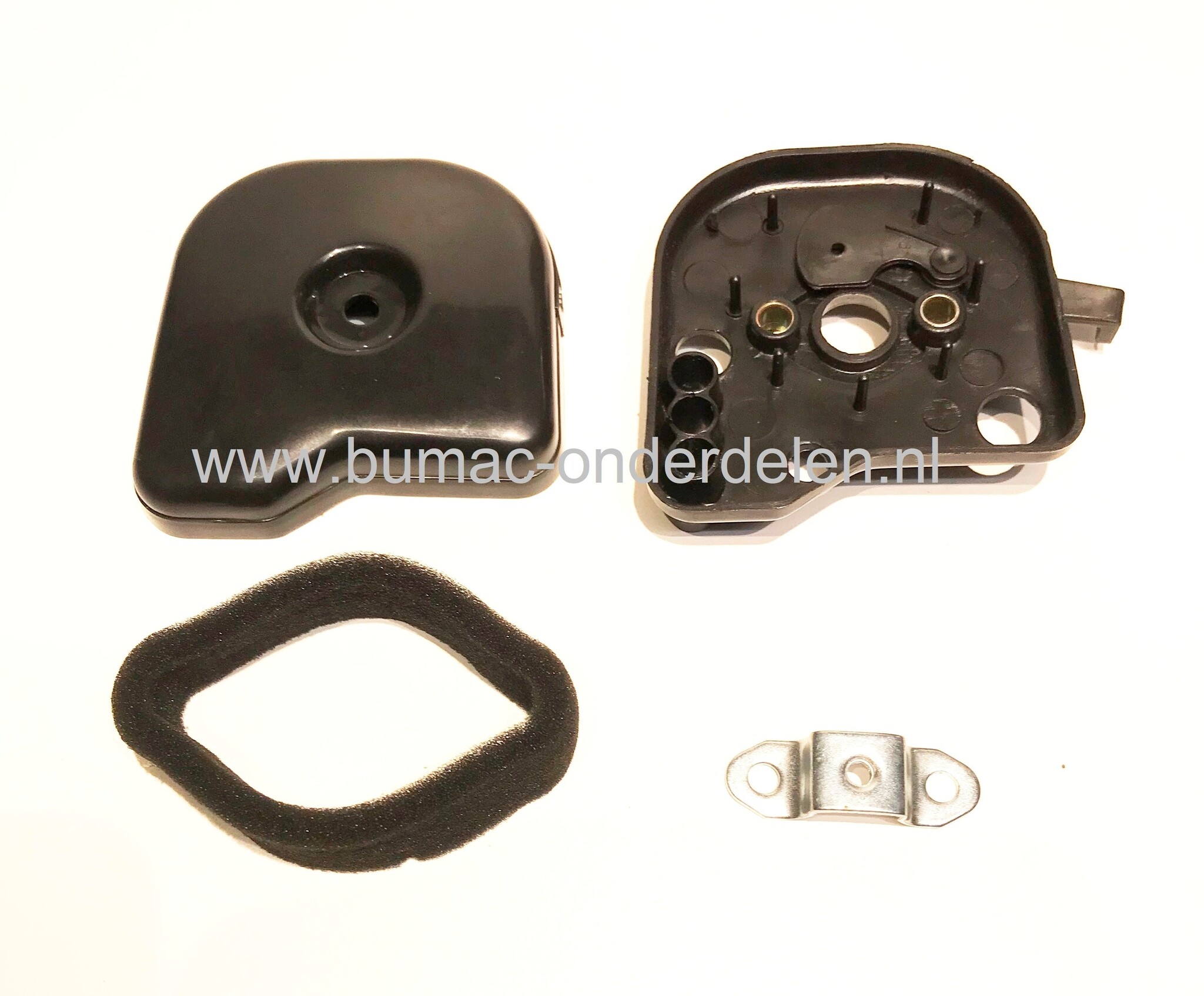 Luchtfilterhuis compleet voor Mitsubishi bosmaaier, luchtfilterbehuizing met luchtfilterdeksel, luchtfilter en metalen bevestigings houder onder andere voor Mitsubishi TL20, TL201, TL26, TL33, TU26 bermmaaiers TL 20, TL 201, TL 26, TL 33, TU 26, onderdeel