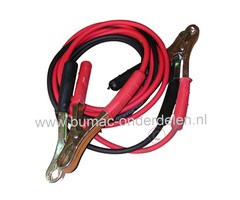 Startkabels Kabeldikte 16 mm² voor Accu's van 12 en 24 Volt, Stroombereik Max 120 Ampere, lengte start kabel 2,5 meter, Startkabels zijn een hulpmiddel voor het starten van een auto, zitmaaier of ander voertuig met dezelfde Voltage van de accu - batterij