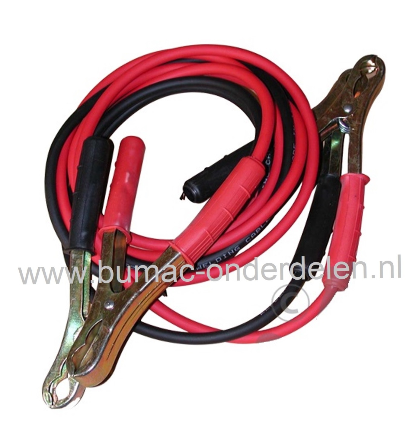 Startkabels Kabeldikte 16 mm² voor Accu's van 12 en 24 Volt, Stroombereik Max 120 Ampere, lengte start kabel 2,5 meter, Startkabels zijn een hulpmiddel voor het starten van een auto, zitmaaier of ander voertuig met dezelfde Voltage van de accu - batterij