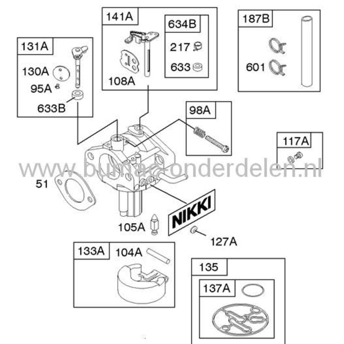 Briggs and Stratton Chokeveer voor Nikki Carburateur onder andere 506054 - 506055 en 506056, onderdeel voor zitmaaier - frontmaaier choke veer
