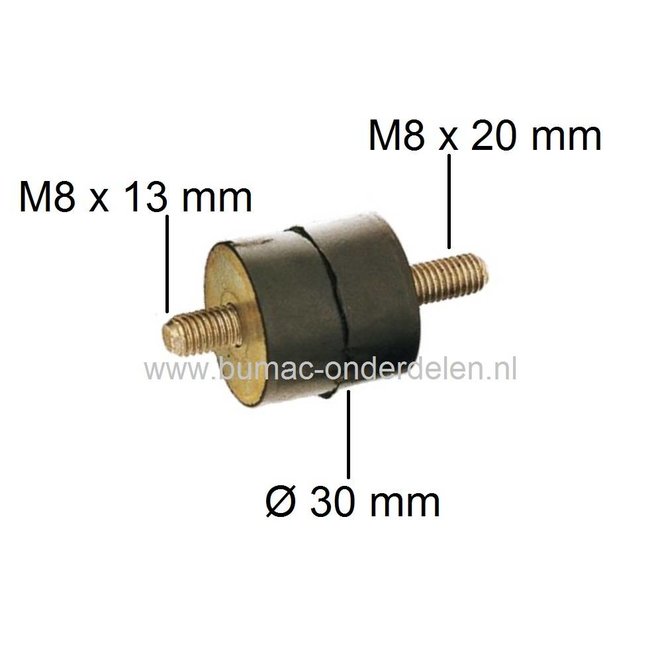 Vibratie Demper AS-MOTOR AS 21-165 - AS 26-AH8 - AS 53 B2 - AS 53 B1 - AS 53 B1R, Bermmaaier - Ruwterreinmaaier - Grasmaaier, Trillingsdemper - Anti Vibratie Rubber - Ophangrubber - Schok Demper