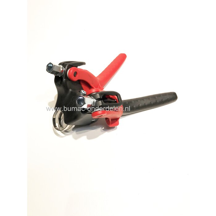 Dubbele Koppelingshendel voor Veegmachine - Tuinfrees - Trilplaat -  Ruwterreinmaaier, Koppelinghendel voor regelen voor - achteruit aandrijving, koppeling hendel met veiligheidsslot, kinderslot voor koppelingskabels tot 4 mm, stuurboom van  Ø 25 T/m 28