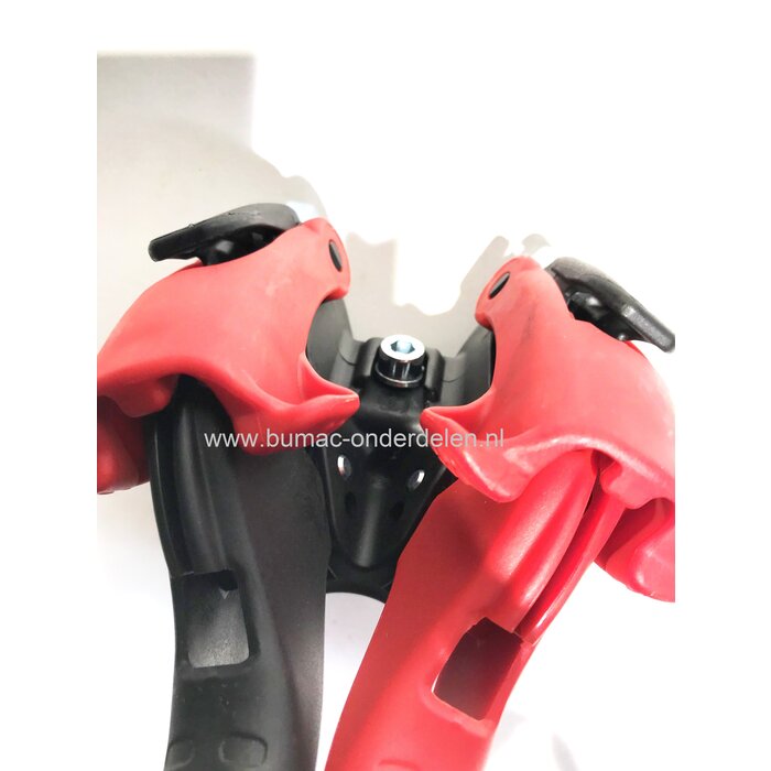 Dubbele Koppelingshendel voor Veegmachine - Tuinfrees - Trilplaat -  Ruwterreinmaaier, Koppelinghendel voor regelen voor - achteruit aandrijving, koppeling hendel met veiligheidsslot, kinderslot voor koppelingskabels tot 4 mm, stuurboom van  Ø 25 T/m 28