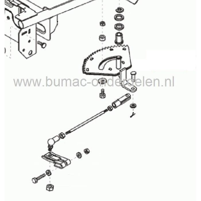 Tandheugel Alko, Solo, HVC en Brill Zitmaaier - Tuintrekker, Stuurhevel onder andere voor Alko Zitmaaier T12-75, T13-102, T17-102 HD T18-102 HD Marina - Lux, onderdeel, T1275, T13102, T17102HD T18102HD