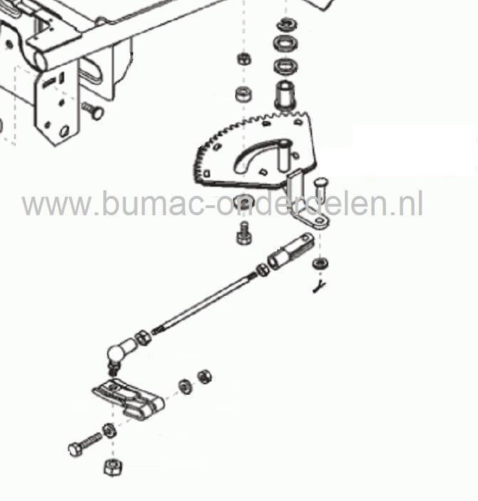Tandheugel Alko, Solo, HVC en Brill Zitmaaier - Tuintrekker, Stuurhevel onder andere voor Alko Zitmaaier T12-75, T13-102, T17-102 HD T18-102 HD Marina - Lux, onderdeel, T1275, T13102, T17102HD T18102HD