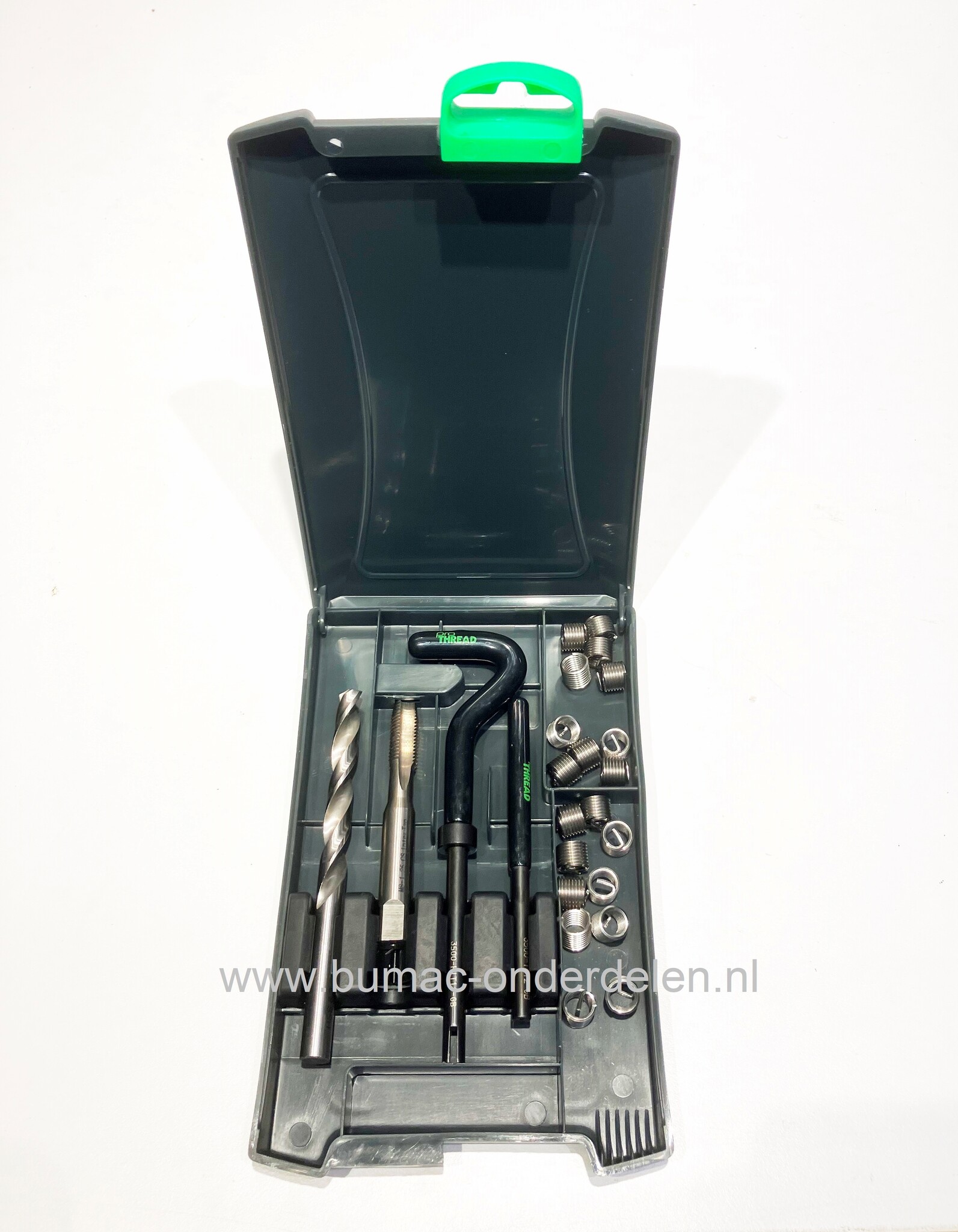 Schroefdraad reparatie set M8x1,25 mm Lengte helicoil 12 mm* set inslusief boor 8,3 mm draadsnijtap en indraaispindel, schroefdraadreparatieset voor vervangen van beschadigt schroefdraad aanhanger, zitmaaier, quad, brommer, motor, generator, kettingzaag