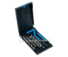 Schroefdraad reparatie set M14x1,25 mm, Incl 5x helicoil lengte 8,4 - 12,4 - 16,4 mm* boor 14,4 mm, draadsnijtap, indraaispindel, schroefdraadreparatieset voor vervangen beschadigt schroefdraad aanhanger, zitmaaier, quad, motor, kettingzaag, auto, bougie,