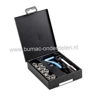 Schroefdraad reparatie set M14x2,00 mm, Incl 10x helicoil lengte 14 mm* boor 14,5 mm, draadsnijtap, indraaispindel, schroefdraadreparatieset voor vervangen beschadigt schroefdraad aanhanger, zitmaaier, quad, motor, kettingzaag, auto, onderdeel