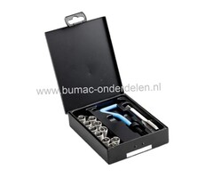 Schroefdraad reparatie set M16x2,00 mm, Incl 10x helicoil lengte 32 mm* boor 16,5 mm, draadsnijtap, indraaispindel, schroefdraadreparatieset voor vervangen beschadigt schroefdraad aanhanger, zitmaaier, quad, motor, kettingzaag, auto, onderdeel