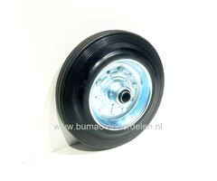 Rubber wiel Ø 160 mm met stalen velg en rollager voor steekwagen, poort, kar, hekwerk, generator, trilplaat, ontmosser, beluchter, lasapparaat, slijpmachine, Max capaciteit van los wiel 140 Kg, onderdeel
