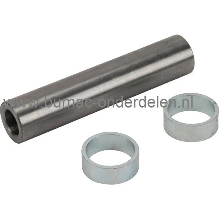 Wielbus 12,2x20x95mm met 2x Vrijloopring voor Universeel Steunwiel 601152, wielbus, wielas voor beluchter, kar, steekwagen, poort, hekwerk, generator, trilplaat, aanhanger, skelter, onderdeel