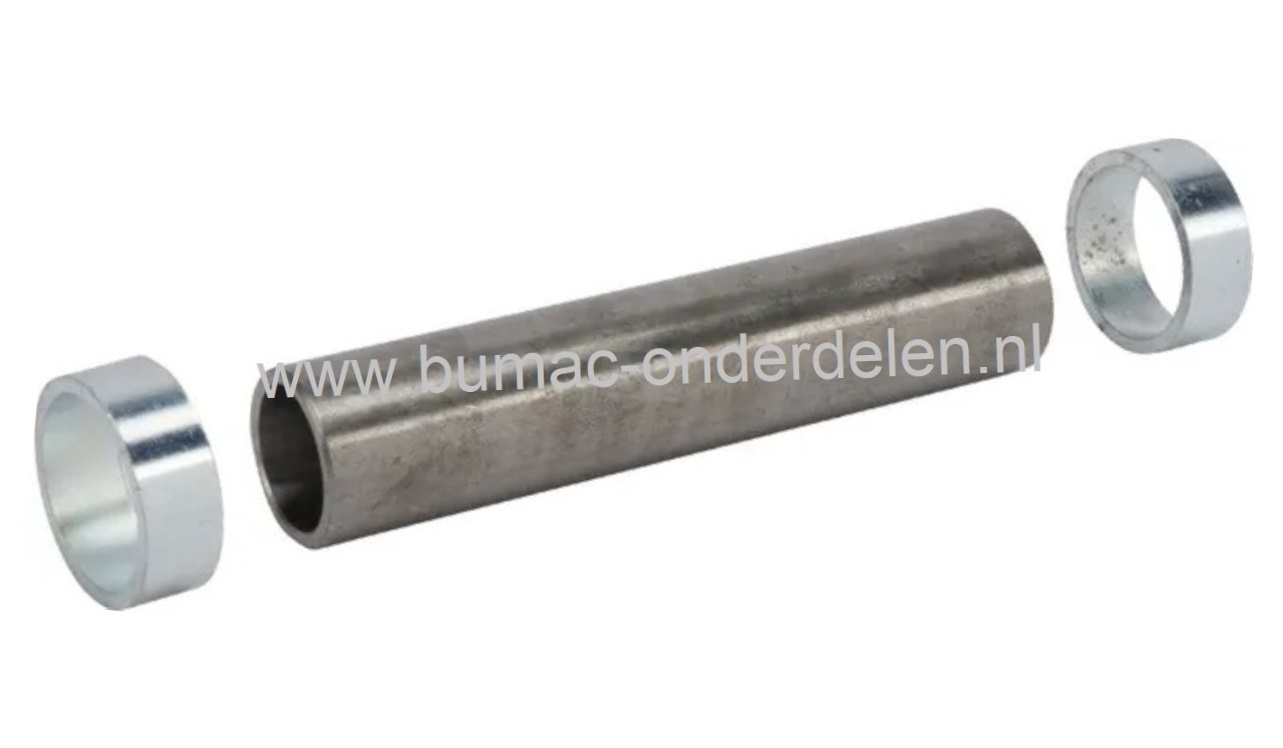 Wielbus met 2x Vrijloopring voor Universeel Steunwiel 601152, wielbus, wielas voor beluchter, kar, steekwagen, poort, hekwerk, generator, trilplaat, aanhanger, skelter, onderdeel