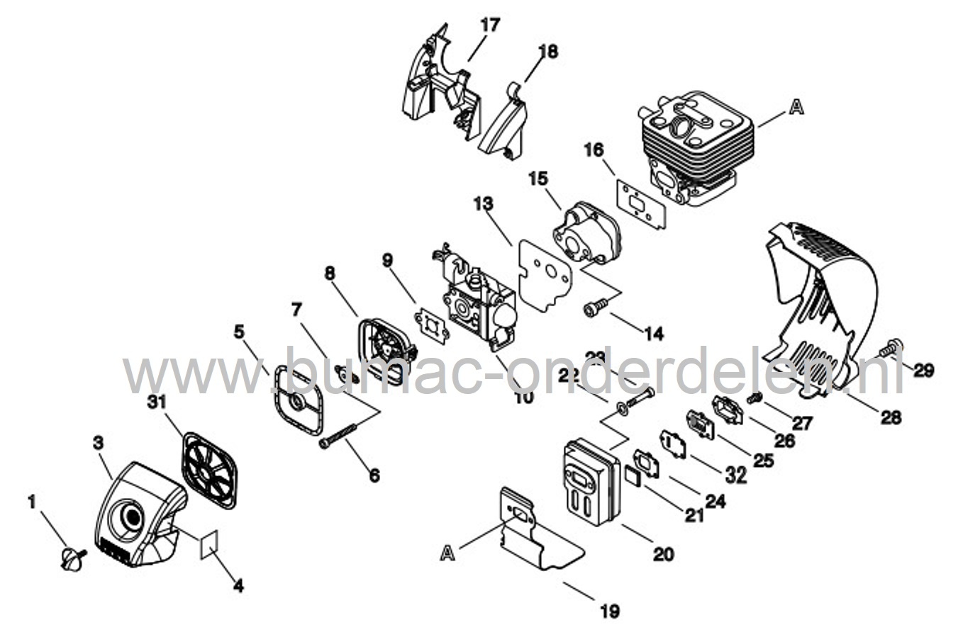 Carburateur voor Echo PB250LN, PB251, PB255LN, PB265LN handgedragen bladblazer, PB 250 LN, PB 251, PB 255 LN, PB 265 LN, membraan carburator, onderdeel, echo, shindaiwa