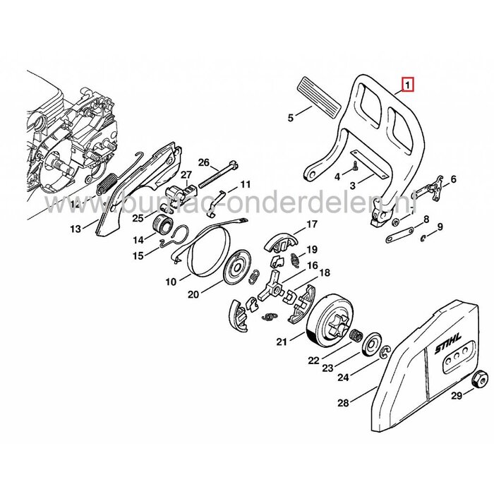 Veiligheids Beugel Inschakelen Kettingrem Stihl 017 - 018 - MS170 en MS180 Kettingzaag, Rembeugel voor Motorzaag Stihl onderdeel, MS 170, MS 180, remhendel, rem hendel beugel