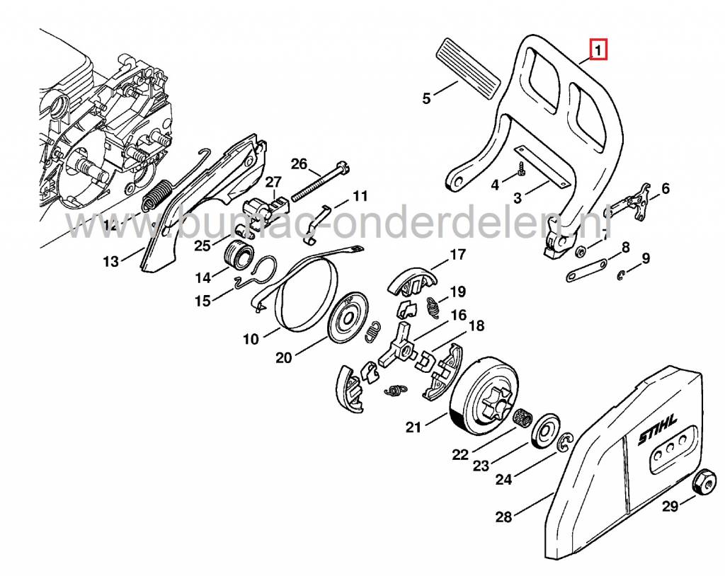 Veiligheids Beugel voor STIHL 017 - 018 - MS170 - MS180 ... stihl 020 chainsaw parts diagram 