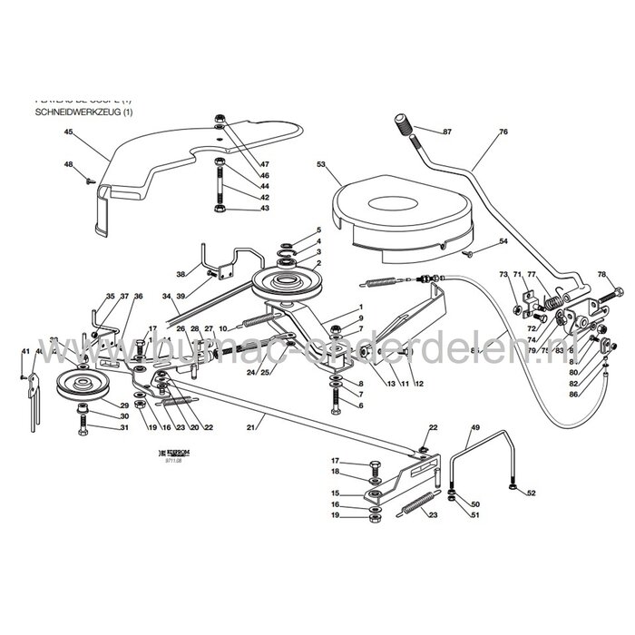 Veer voor remstang en V snaar maaidek ontspannen op Castelgarden, Stiga, Mountfield, Alpina, Viking, Brill, Honda Zitmaaiers met 92 Cm Maaidek, Remveer, onderdeel, J, JP, JT, JP92, JR92, JTP, JB, JX, JS92, TC92, Junior, 92 Hydro, JX160HD, NJX 92, RH1336,